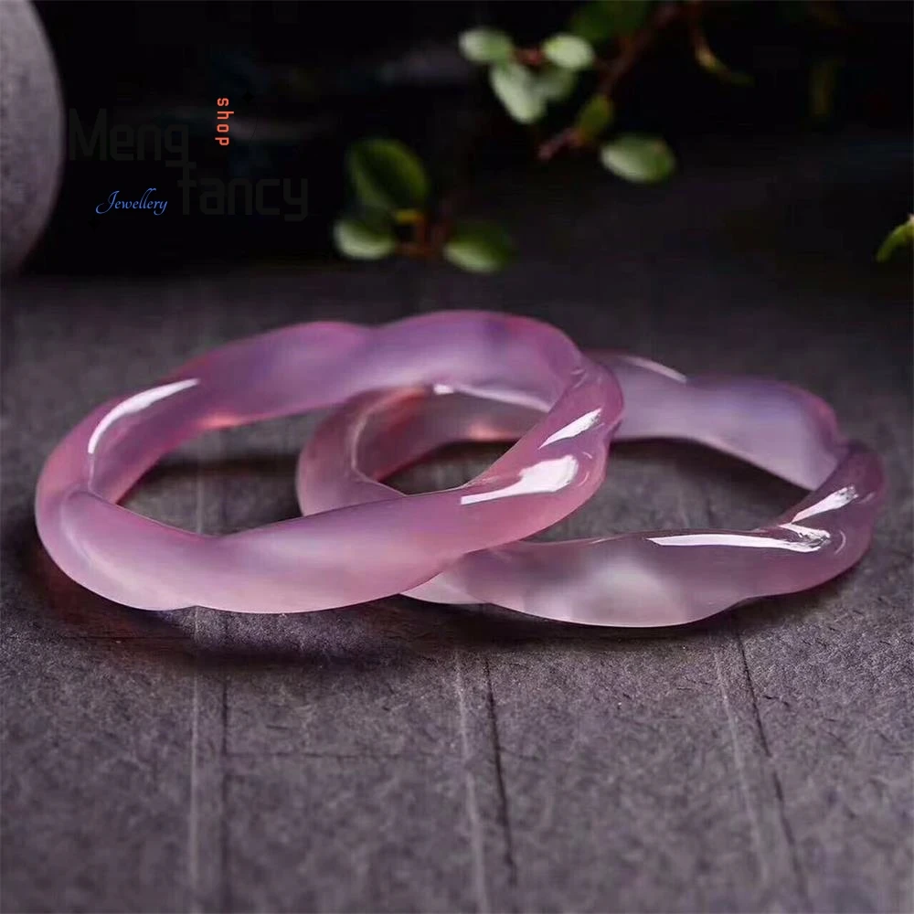 Natural Ice Pink Colour Bamboo Chalcedony Agate Bracelet High-grade Exquisite Sexy Young Girls Fashion Fine Jewelry Holiday Gift
