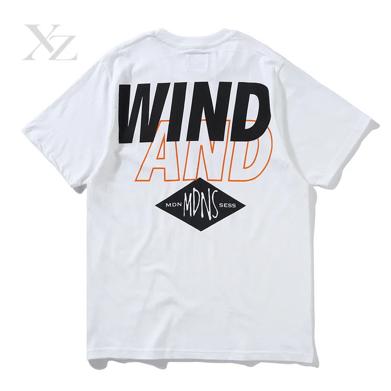 Premium Unisex Cotton T-Shirt Summer Short Sleeve Letter Print Street Style Casual Wear for Youth And Teens Wind Sea