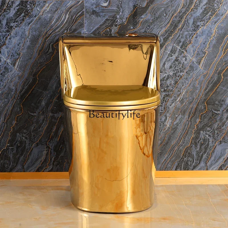 

01 yj19 French household flush golden toilet jet siphon toilet
