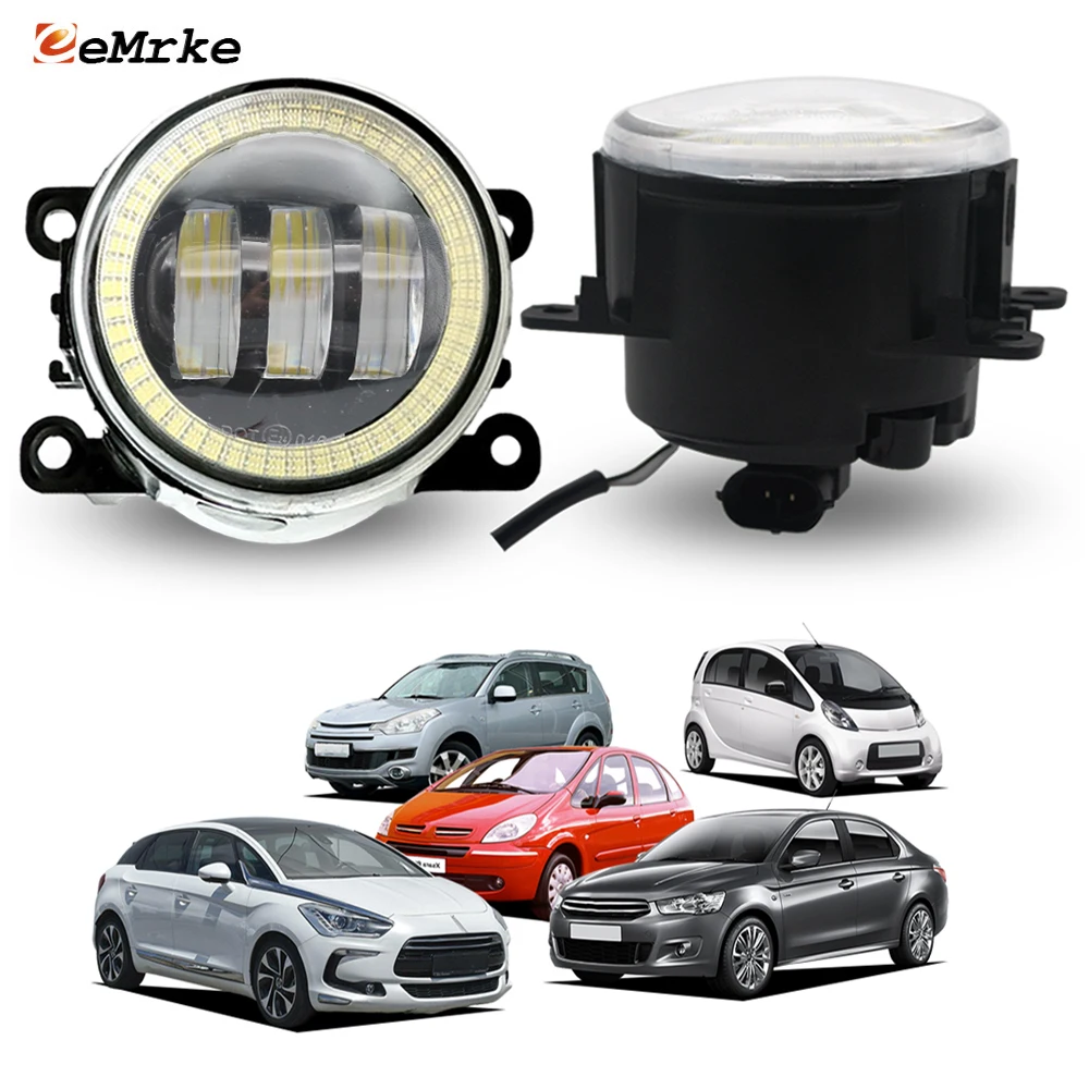 OEM Style Halogen LED Fog Lights With Lens Angel Eye DRL For Citroen C-Crosser C-Elysee C-Zero Xsara Picasso DS4 DS5 iOn