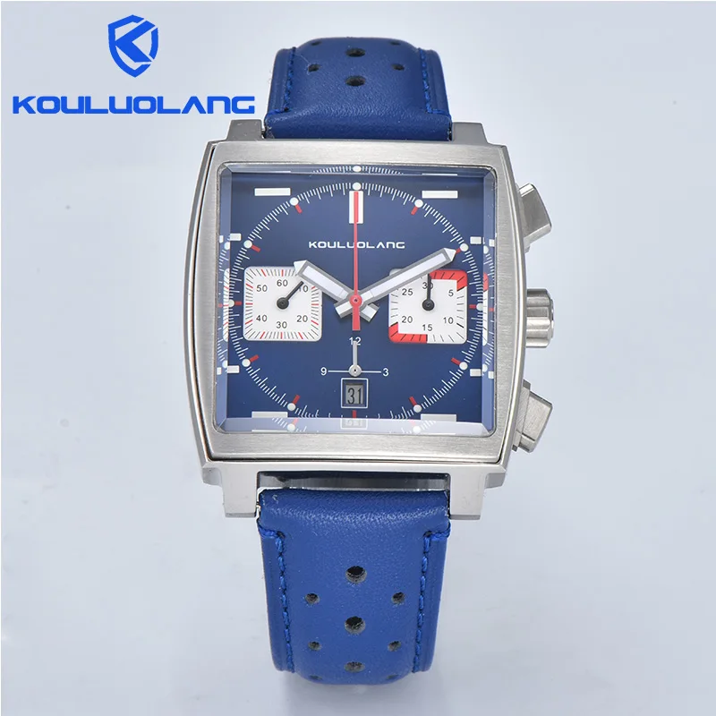 KOULUOLANG new ETA7750 movement 316L stainless steel sapphire glass waterproof chronograph men's automatic mechanical watch