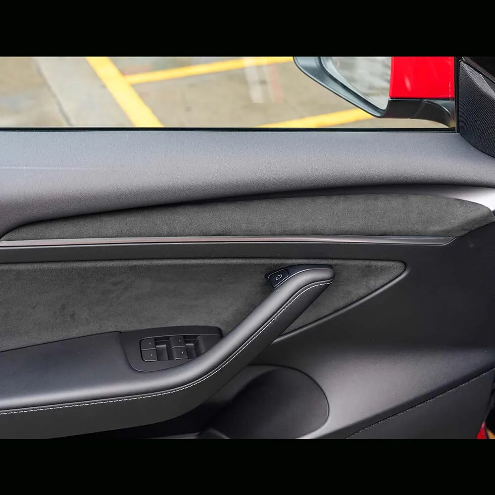 Alcantara For Tesla Model 3 Model Y 2020-2023 Car Dashboard Cover Door Trim Sticker Car Interior Decoration Accessor