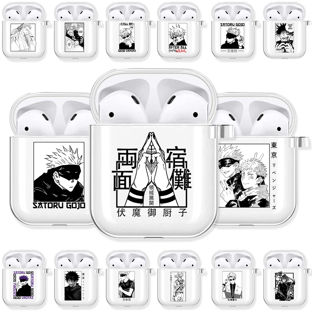 Jujutsu Kaisen Anime Transparent TPU Case for Airpods Pro 2 1 3 Sukuna Gojo Satoru Soft Silicone Cover Bluetooth Earphone Cases