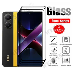 3 Pcs Tempered Glass For Xiaomi Poco X7 Pro X6 Pro 5G Curved Full Cover Screen Protector