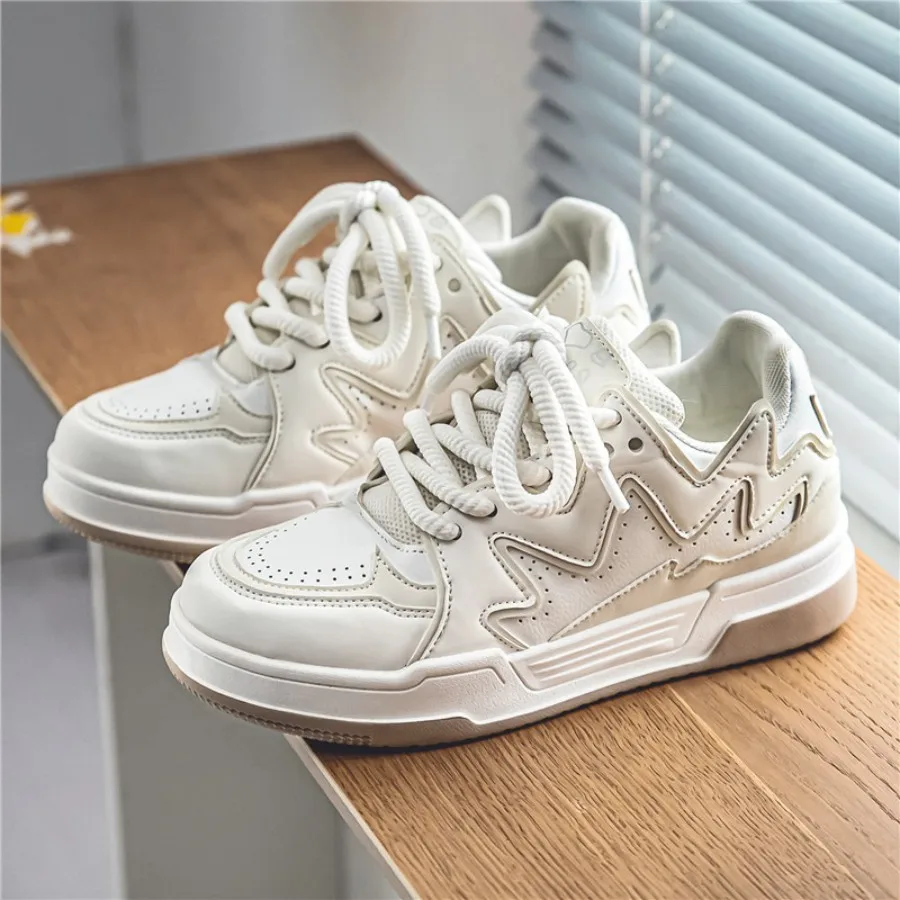 Fashionable and trendy women's shoes: white sneakers, low-top casual sports shoes