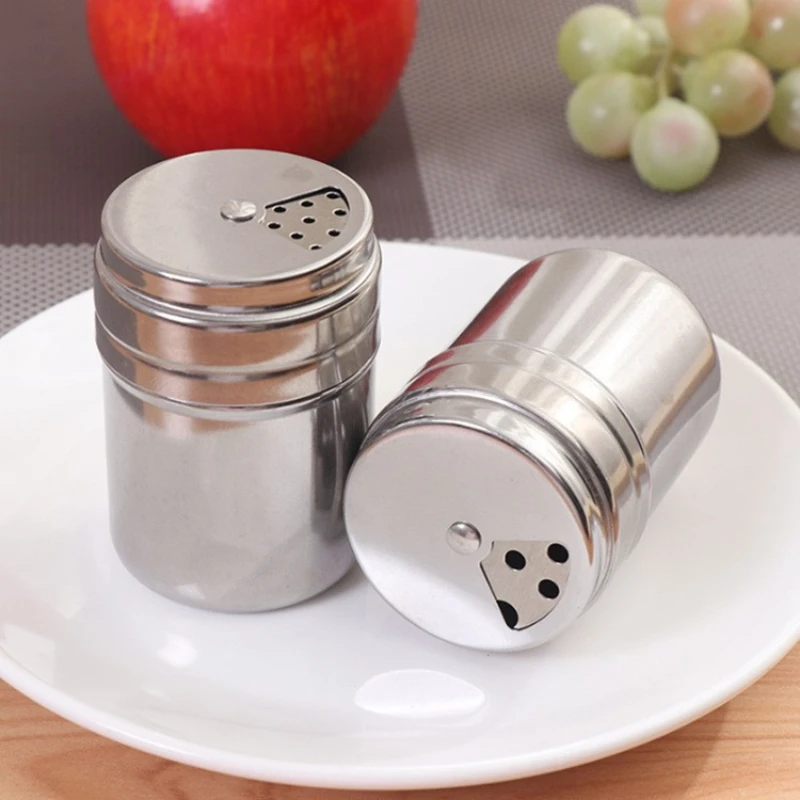 Salt Sugar Bottle Rotating Cover Multi-purpose Stainless Steel Kitchen Gadgets Spice Pepper Shaker Spice Jar Seasoning Can