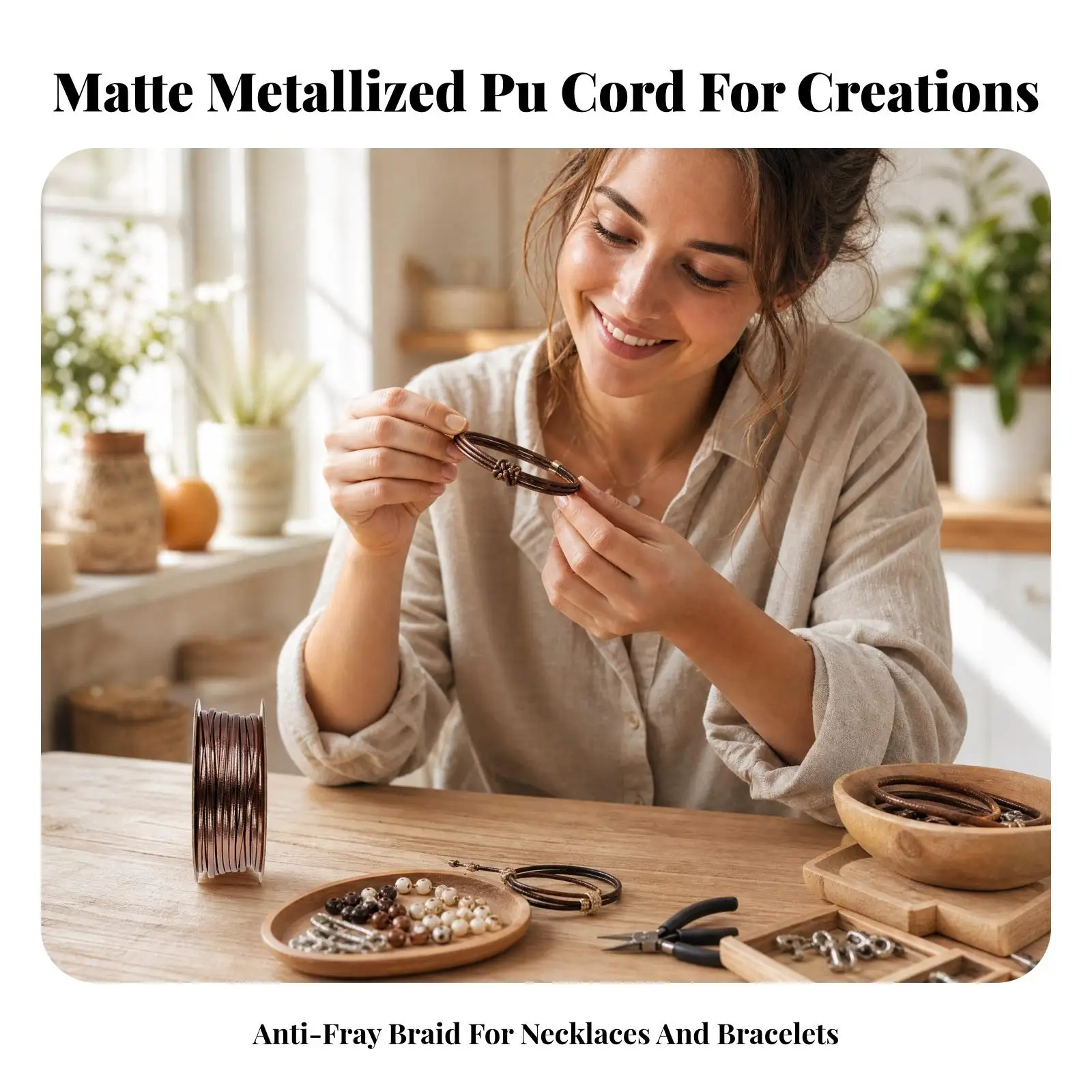 Craft Cord 2mm PU Leather Flat Rope 15m Soft Pliable for Jewelry Making Necklace Bracelet Braided DIY Creative Gift Wrap