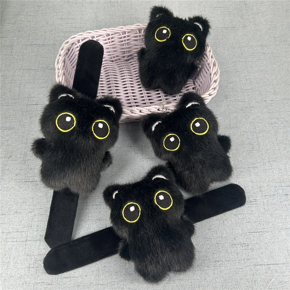 9CM Small Black Cat Stuffed Plush Toy , Plush Bracelet Doll