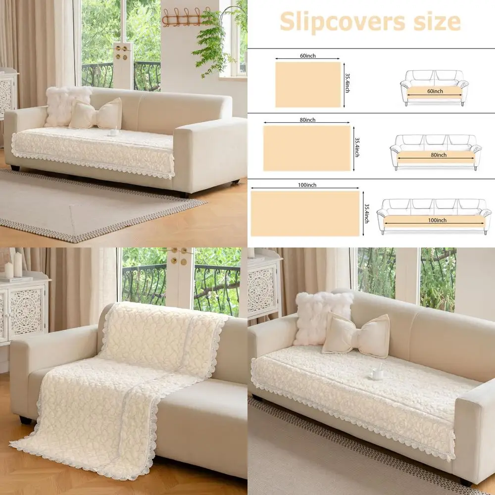 

Washable Pet Sofa Cover with Rose Pattern, Dog-Friendly Couch Protector, Beige, 35.5x100