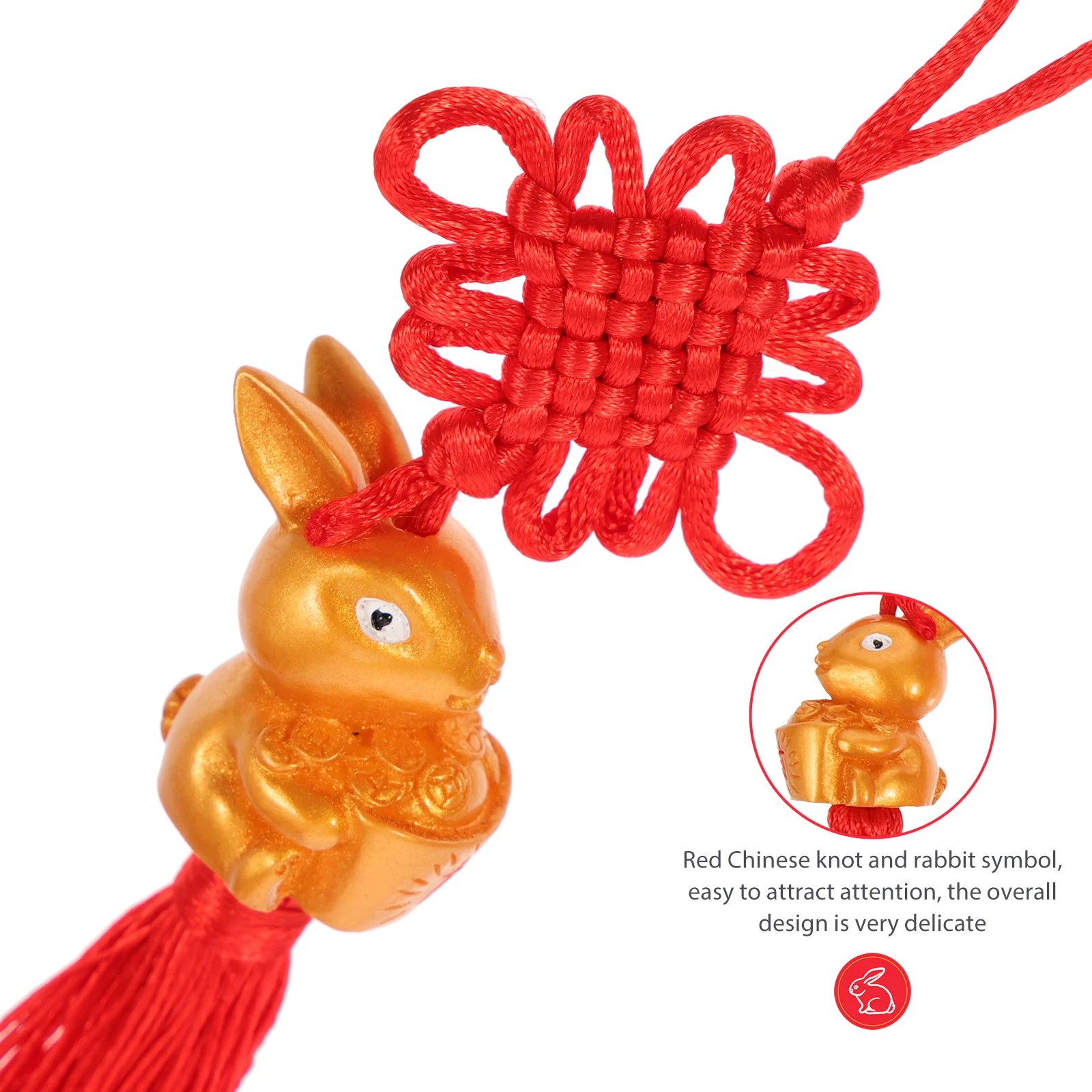 Pendentif pompon avec nœud de lapin chinois, 4 pièces, décor suspendu pour nouvel an, fournitures de Festival, porte murale, ornement intérieur, pendentif du nouvel an