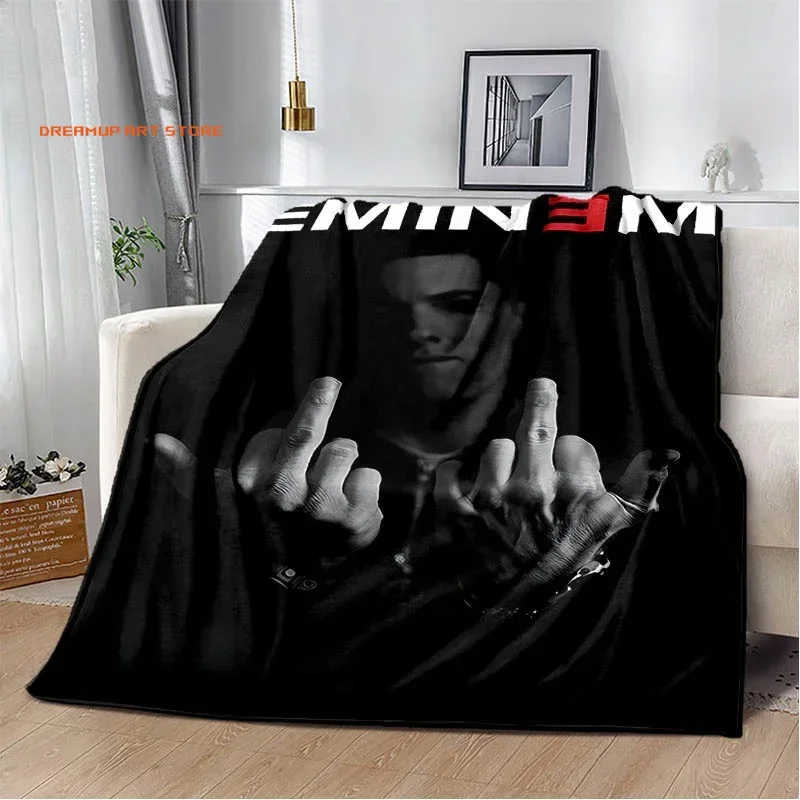 2026 New Hip -hop Singer Star E-Eminem Printing Blanket Warm Flannel Picnic Blankets For Beds Birthday