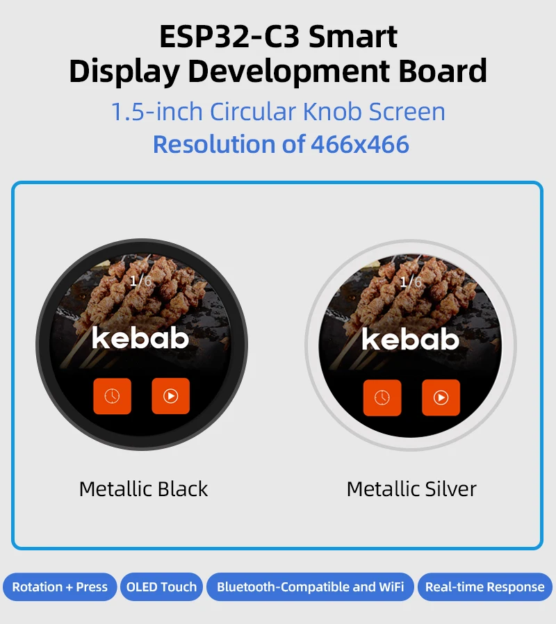 Placa de desarrollo ESP32, pantalla LCD de perilla redonda de 1,28/1,5/2,1 pulgadas, compatible con WiFi y Bluetooth para Arduino LVGL