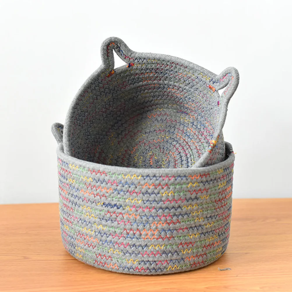 

Kitten Ear Storage Basket Cotton Rope Hand Woven Organizer Home Decor Accessories Beauty Products Household Items Tidy Living