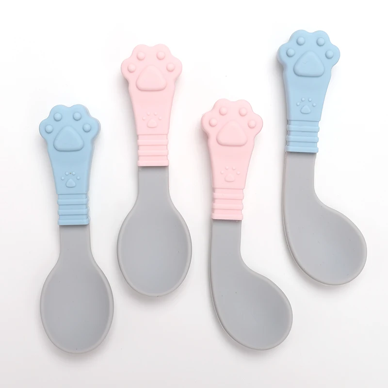 

Wholesale Microwave Dishwasher and Freezer Safe Silicone Chew Spoon Set Cute Silicone Baby Feeding Spoon for Babies and Toddlers