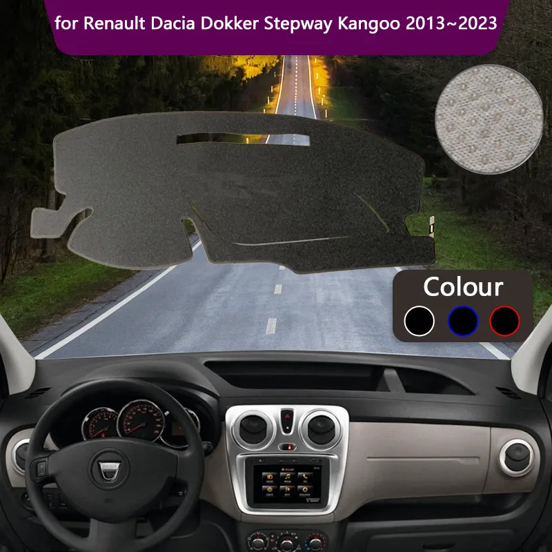 Car Dashboard Cover Board Mat Carpet for Renault Dacia Dokker Stepway 2013~2023 Sunshade Pad Anti-sun Liner Cushion Accessories