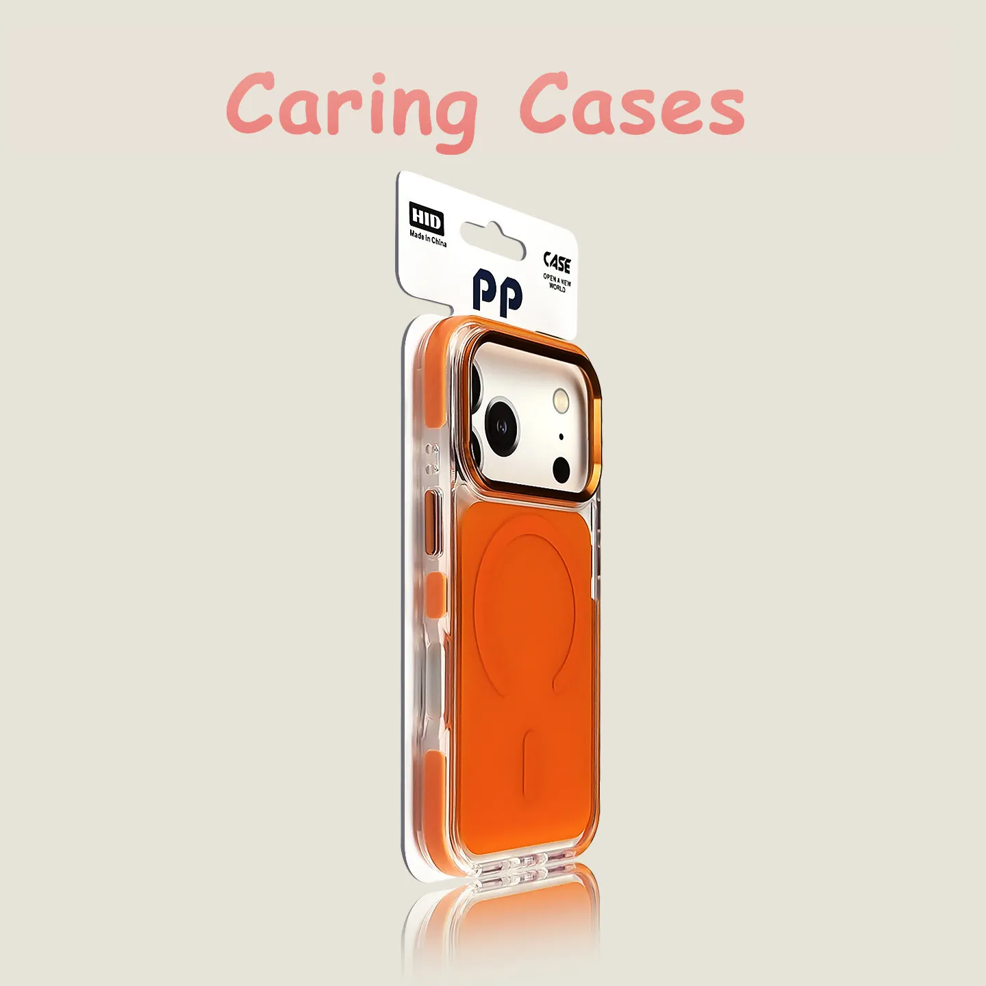 For iPhone 18 Pro Max Star‑Orange OEM‑Style Magnetic Wave‑Edge Aluminum Lens Frame Large Cutout Case, Fits 17 Pro,16,15,14,13