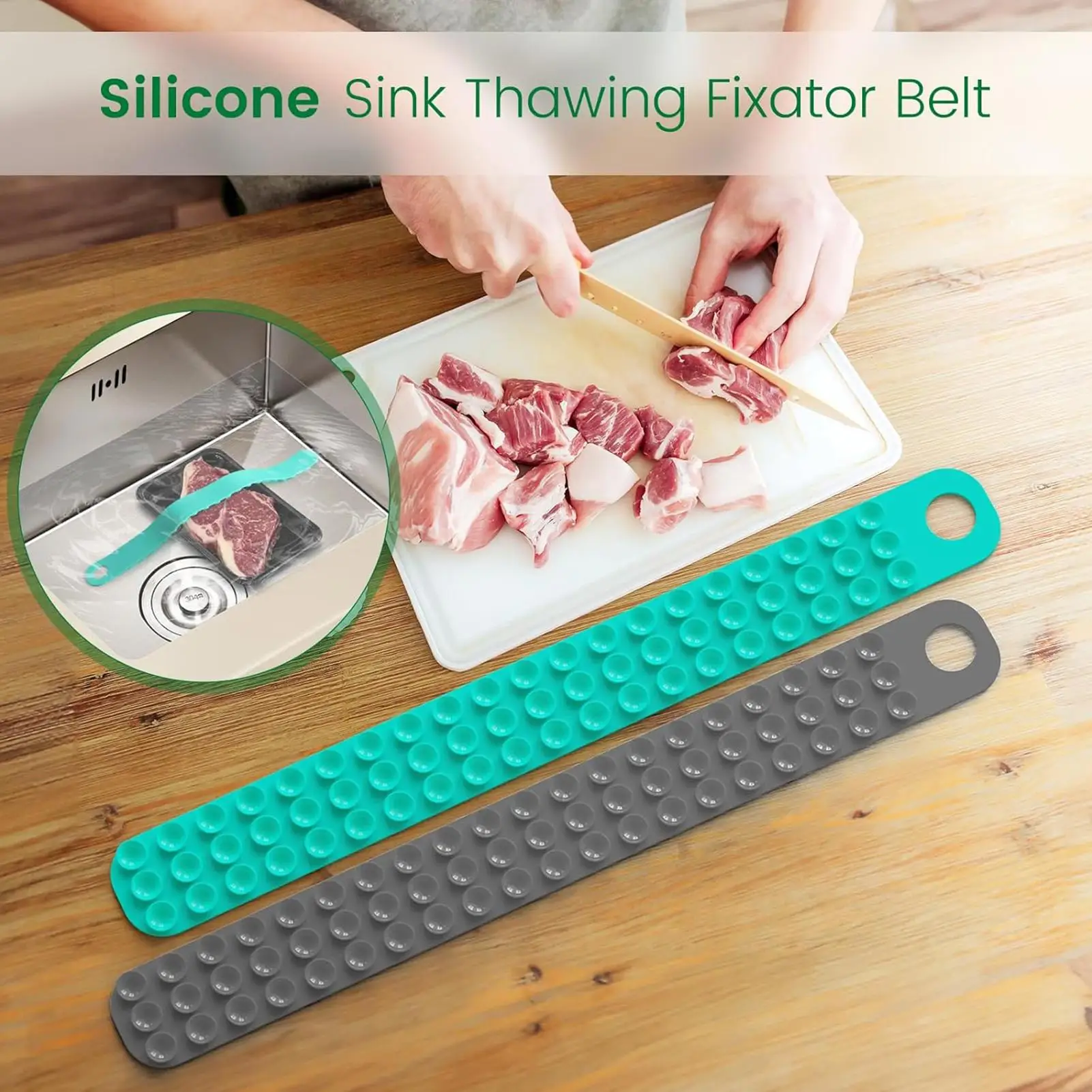 Thaw Belt Silicone Thawing Tray Sink Meat Defrost Tray Fast Defroster Gadget for Chicken Fruit Fish Home Kitchen Restaurant Prep