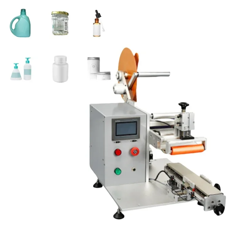 Small Automatic Labeling Machine for Canning Glass Jars Manual Driven Tabletop with Flat Plane Top for Paper Packaging