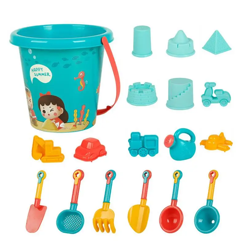 

Sand Toys For Kids 18 Piece Drop-resistant Sand Toys Thickened Design Beach Toys Including Sand Bucket Shovel Set Sand Truck