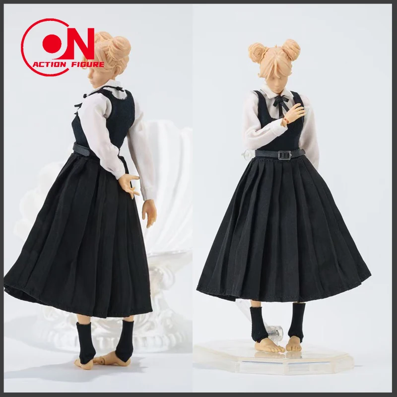 1/12 Scale Female White Shirt Long Pleated Skirt Clothes Model Fit 6'' Notaman NT-04 Romankey Soldier Action Figure Body
