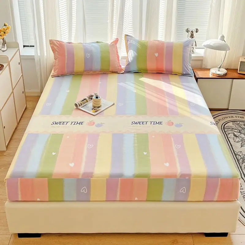 

Elastic Mattress Cover 360°Warp Queen Couple Fitted Sheet Adjustable Anti-slip Double Single Cute Floral Bedding（No Pillowcase）