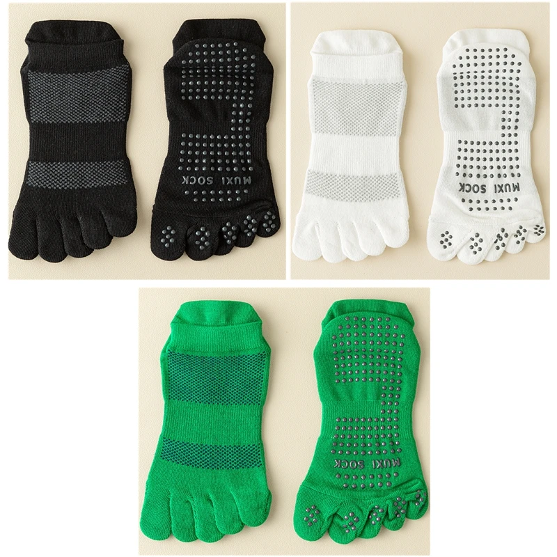 Men's 3 Pairs Non-slip Five Finger Grip Socks