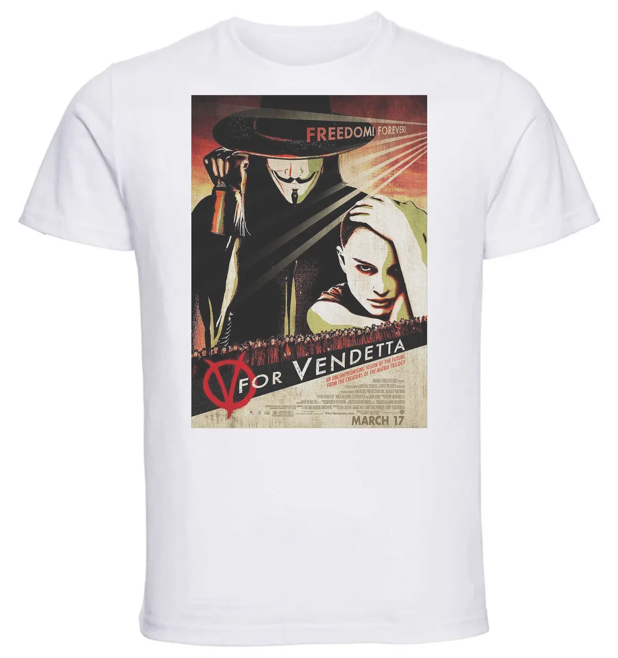 T-shirt Unisex - White - Playbill Film - V For Vendetta