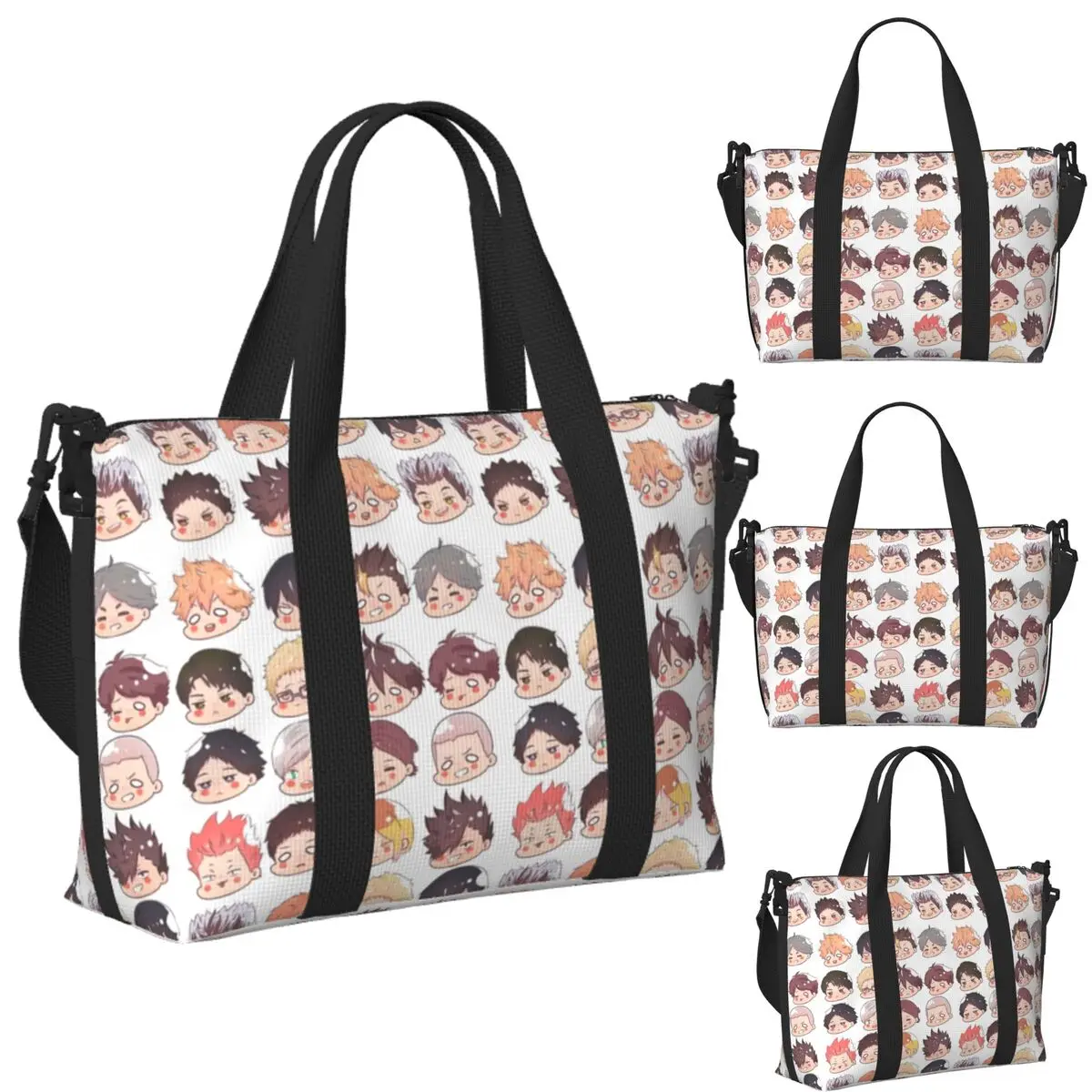 

Custom Haikyuu Chibi Heads Beach Travel Bag Large Capacity Tote Bags for Gym Yoga Women Shopping Duffle Shoulder Bag