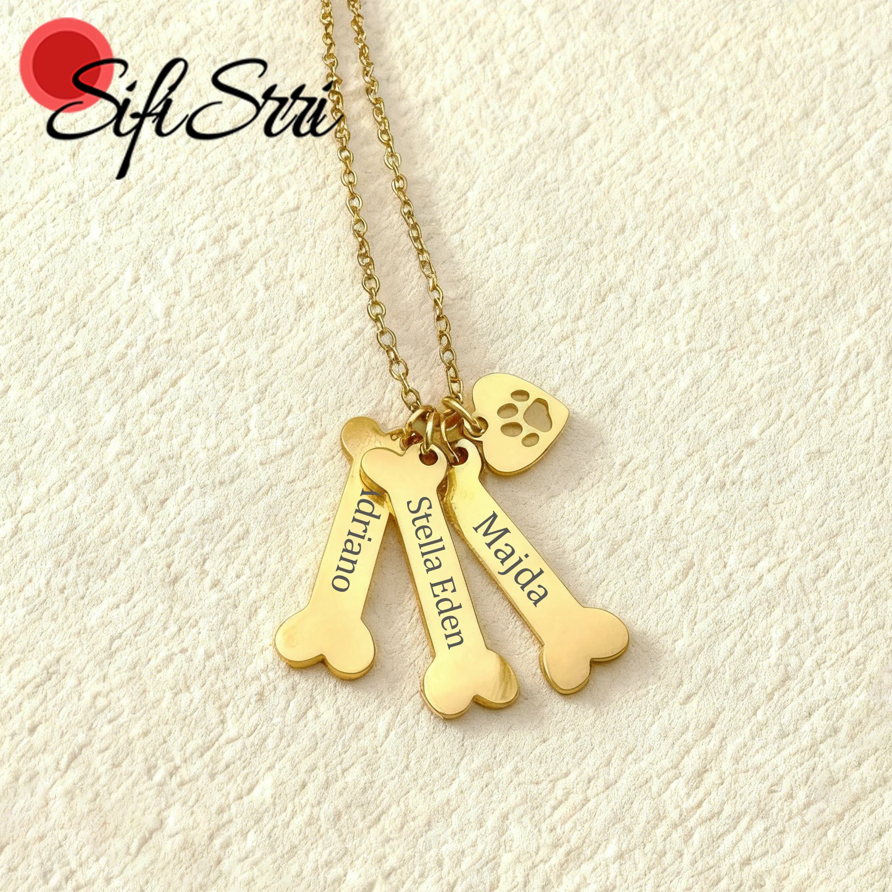 

Sifisrri Custom Name Dog Bone Necklace for Women Stainless Steel Jewelry Choker Chain Personalized Engrave Letter Christmas Gift