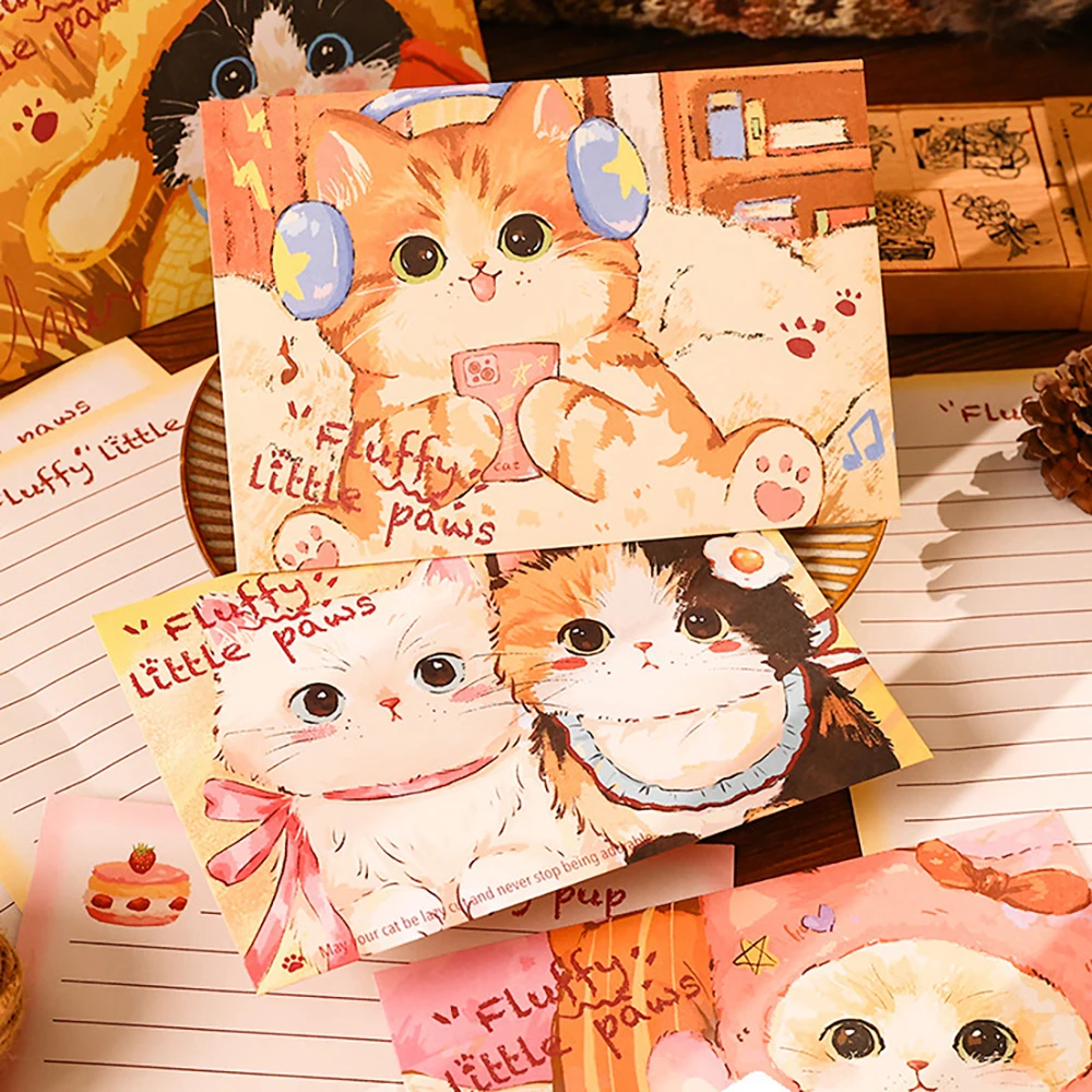 Cartoon Letter Envelope Set, Cute Cat and Dog Pattern, Student Handwritten Love Letter, Holiday Blessing Gift