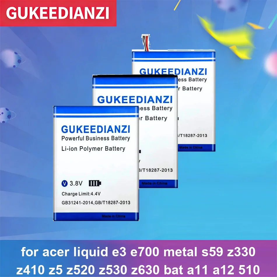 

3900-6300mAh Battery Bat-A10 Bat-E10 Bat-510 For Acer Liquid E3 E700 Metal S59 Z330 Z410 Z5 Z520 Z530 Z630 Bat A11 A12 510