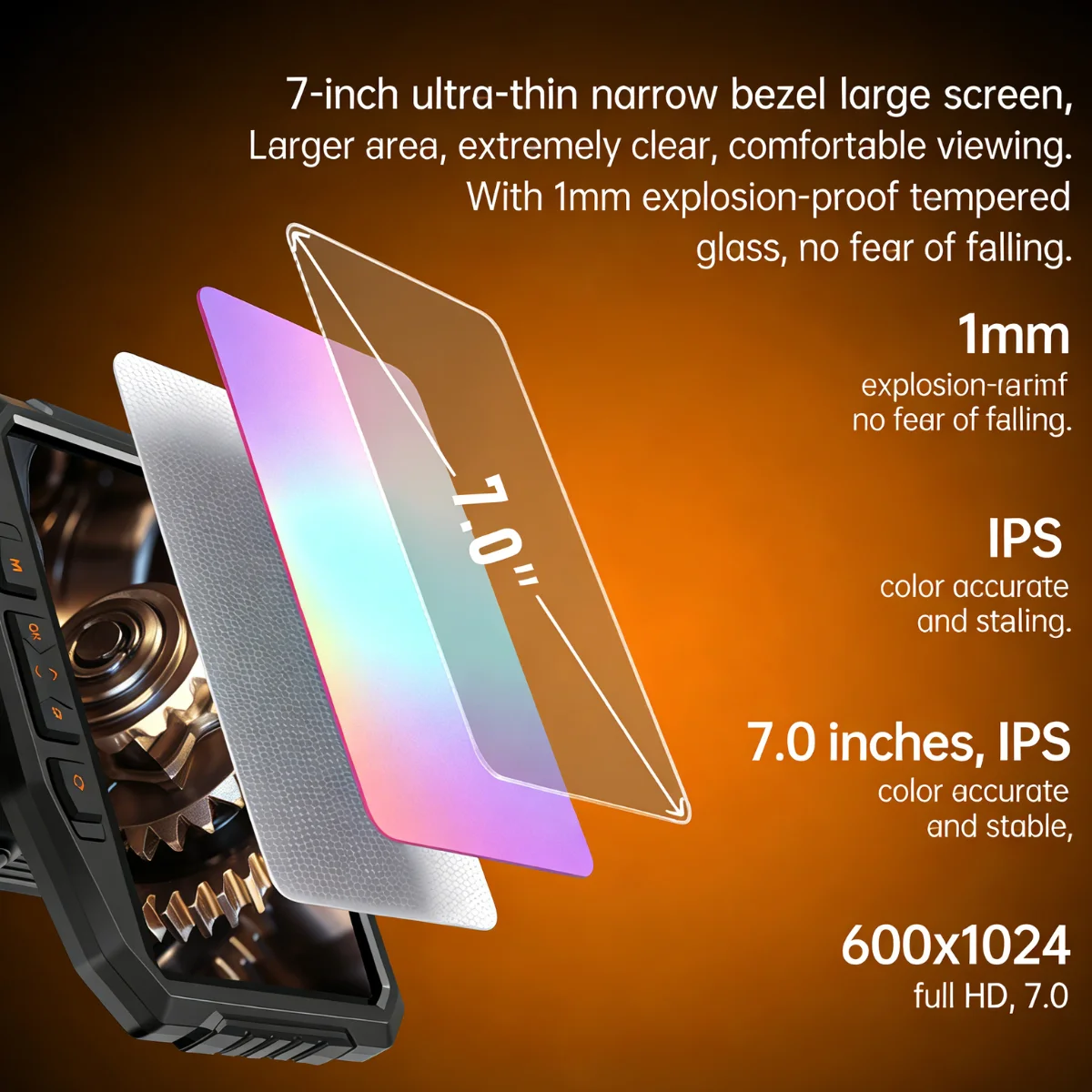 Autofocus 1944P 7.0Inches 1.8mm 15mm Industrial Endoscope Camera Inspection for Car Swer Borescope 1m 10m 15m
