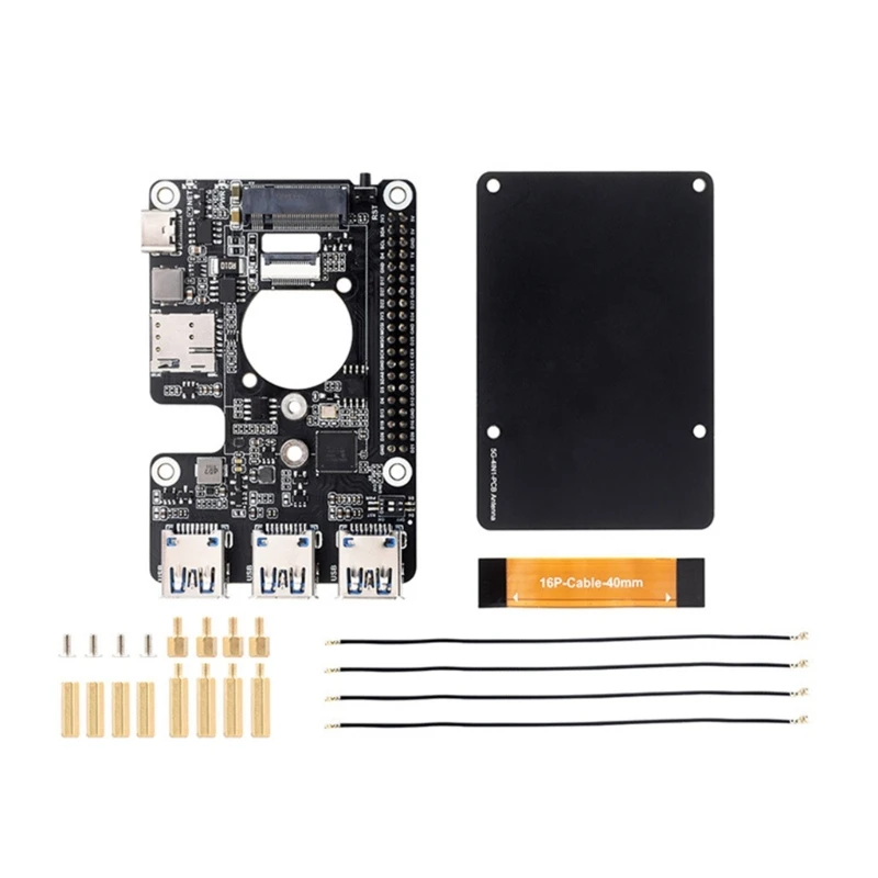 PCIe to M.2 USB 3.2 HAT+ for RPi 5 PCIe to USB3.2 Gen1 M.2 Adapter Board Module with M.2 Key Interfaces