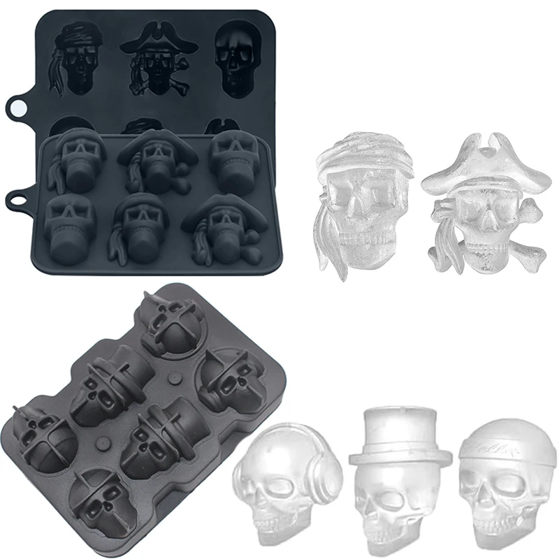 New Silicone Ice Cube Mold Tray for Whiskey Skull Shape Ice Maker Mould Ice-cubetera Making Box