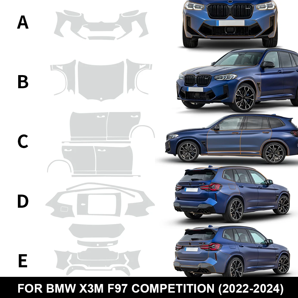 

Precut Paint Protection Film PPF for BMW X3M F97 Competition 2022 2023 2024 Body Kit Clear 8.5Mil TPU Transparent Film