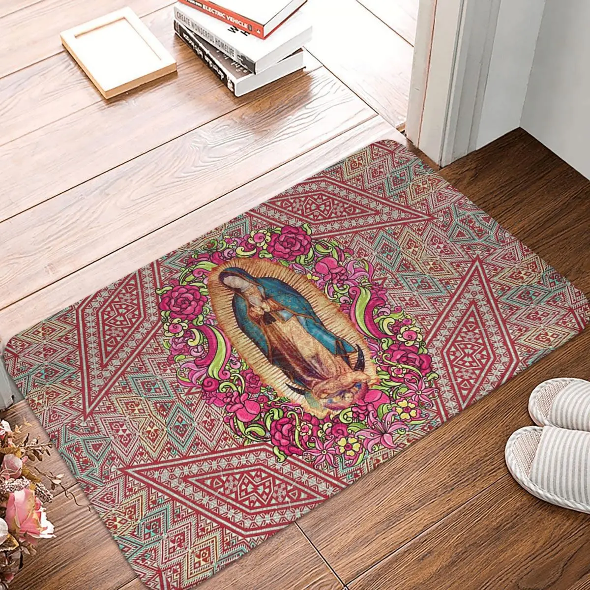 Our Lady Of Guadalupe Virgin Mary Mexican Doormat Kitchen Entrance Home Floor Mat Anti-slip Carpet Rug for Bathroom Footpad Mats