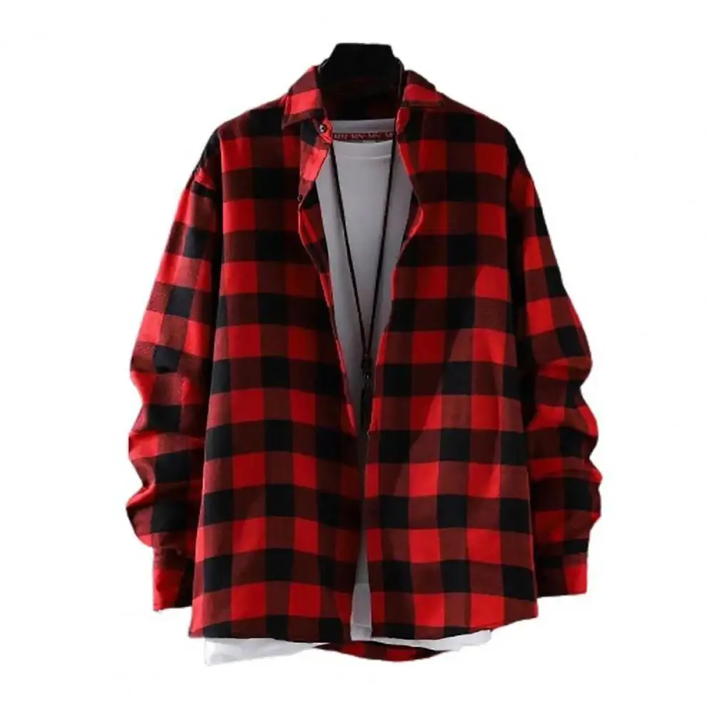 

2023 Men Fashion Plaid Flannel Shirt Long Sleeve Male Pocket Buffalo Plaid Shirts Printed Button Harajuku Checked Men Shirt 3XL