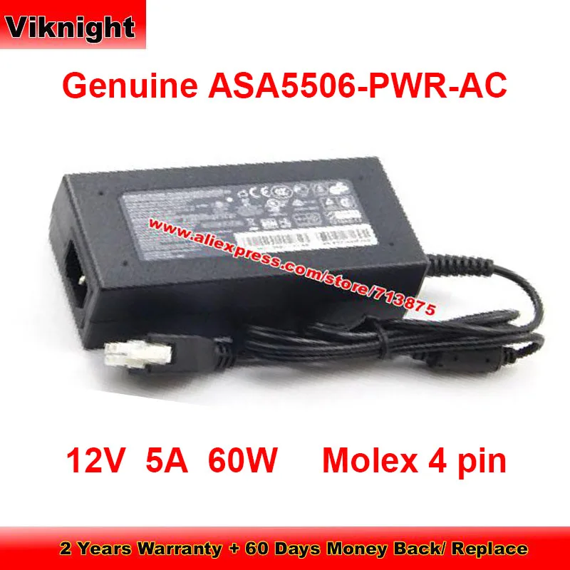 

Genuine 12V 5A AC Adapter 341-0501-01 for ASA-5506X 5506 ASA5506-PWR-AC FA060LS1-01 60W Charger Molex 4 pin Power Supply