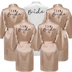 Satin Silk Robes Wedding BathRobe Bride Bridesmaid Dress Gown Women Clothing Sleepwear M010