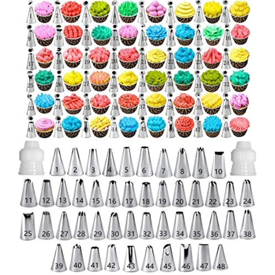 

Cake Decorating Tips and Icing Piping Tips Coupler With 48pcs Piping Tips Instructions