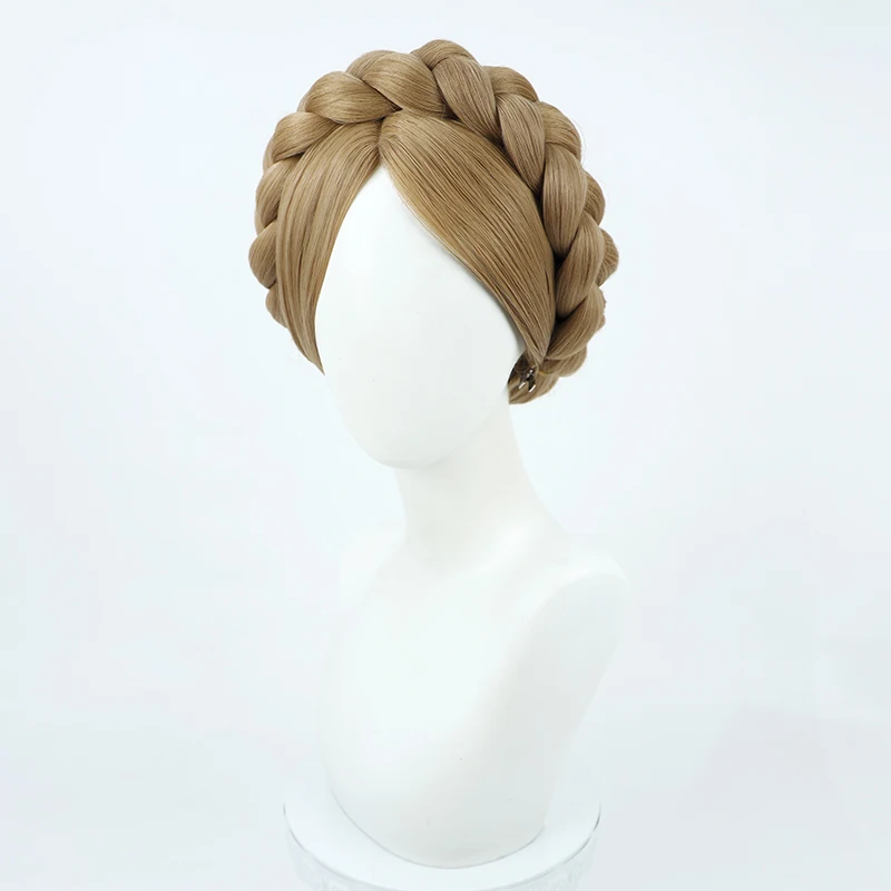 Game Atomic Heart Natasha Cosplay Wig Twins Dancers 30cm Long Brown Heat Resistant Wig Halloween