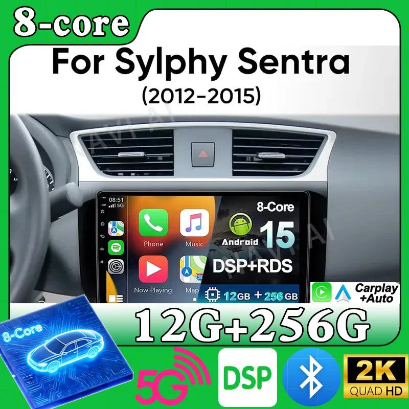 Android 15 Car radio For Nissan Sylphy B17 Sentra 12 2010-2020 GPS Navigation HeadUnit Carplay Auto 4G Multimedia Video car play
