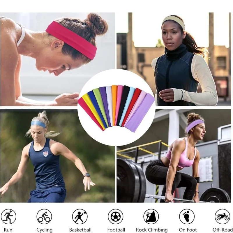 Elastic Hair Band Fashion Headbands Solid Color Knitted Sports Running Fitness Yoga Hair Bands Makeup Hair Accessories For Women image 5