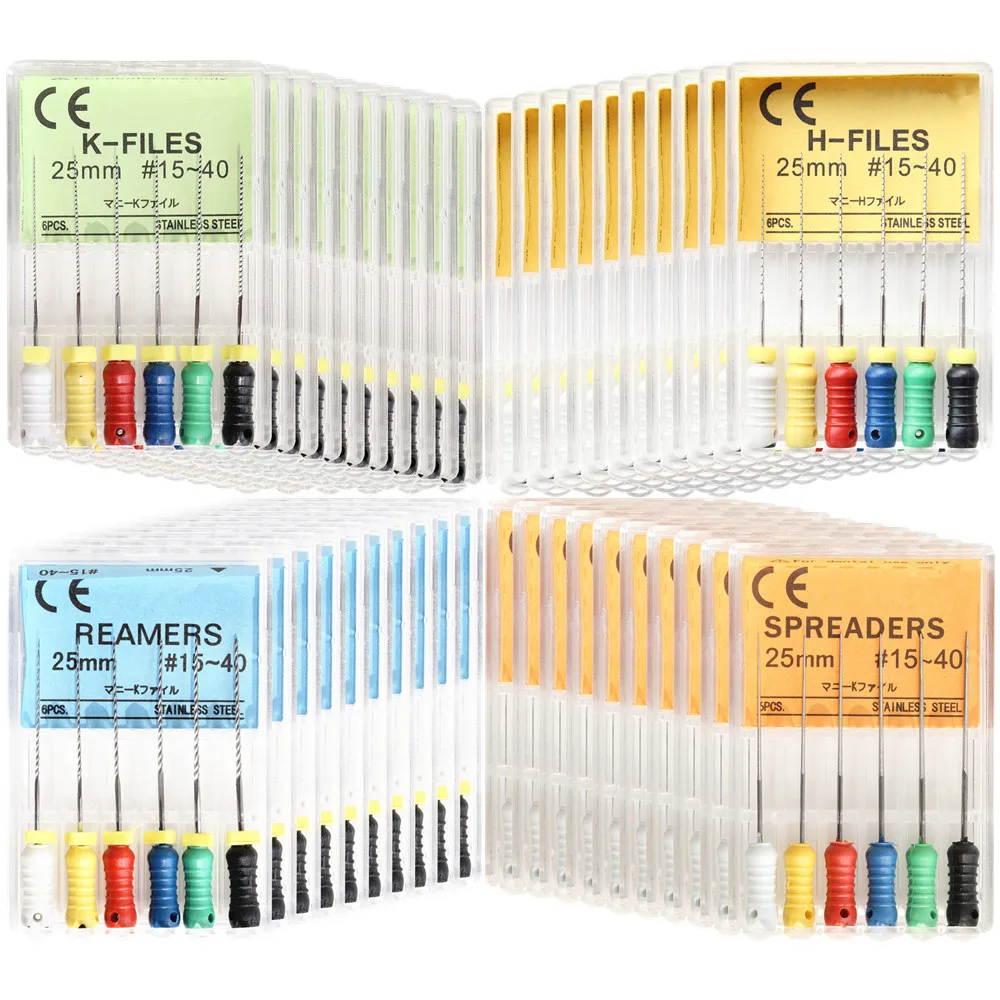

10 Packs Dental Tools Root Cannal Endo H-FILES K-FILES SPREADERS Stainless Steel Endodontic Instruments Dentistry Odontologia