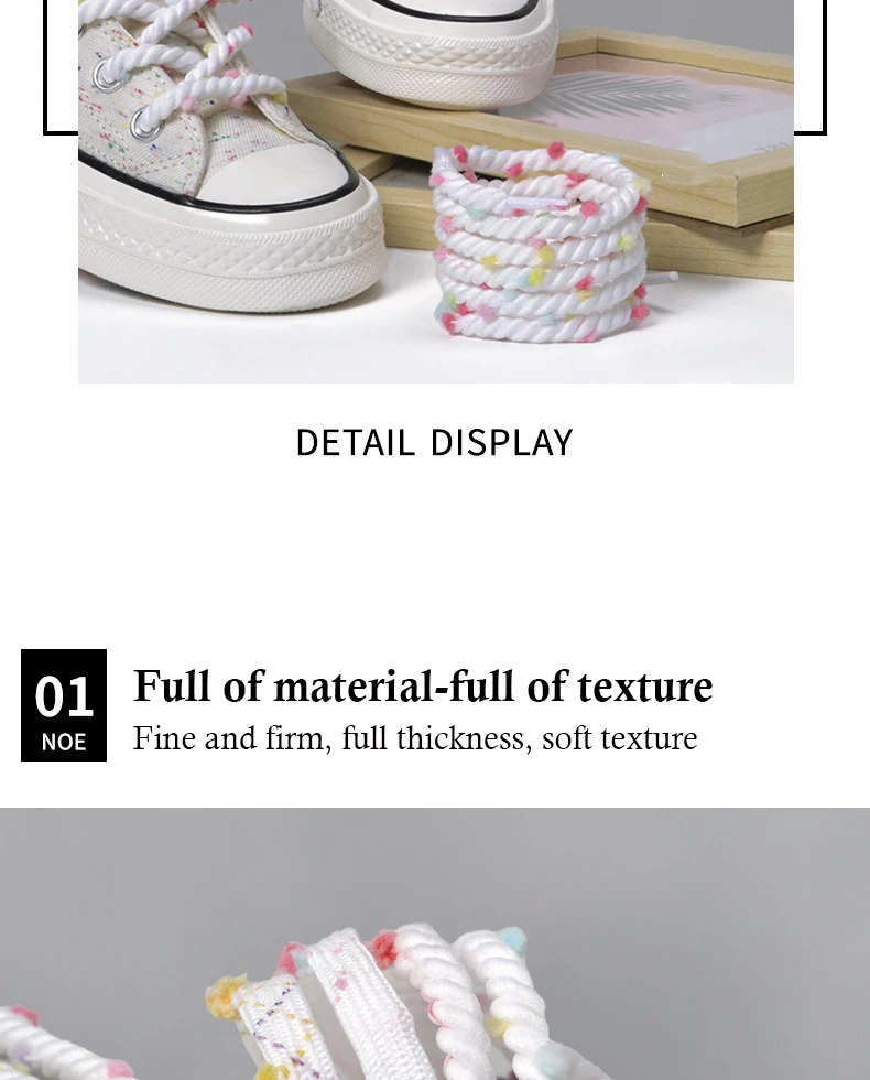 Neue runde Regenbogen-Haarball-Schnürsenkel für Schuhe, flache Schnürsenkel, bunte Dopamin-Schnürsenkel für Sneaker, passend für Damen und Herren, 1 Paar – Detail 2