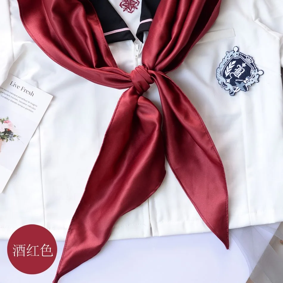 School Girls Triangular scarf Tie Japanese Korean Students Tie Necktie Choker For JK Uniforms Neckwear Red Green Navy Pink Blue