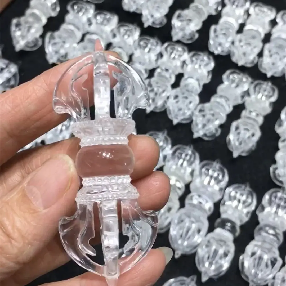 

7,1*2,5 см драгоценные камни натуральный прозрачный кварцевый кристалл ручная гравировка ваджра пестик фигурки буддийские аксессуары Dorje Phurba ПОСТАВКА