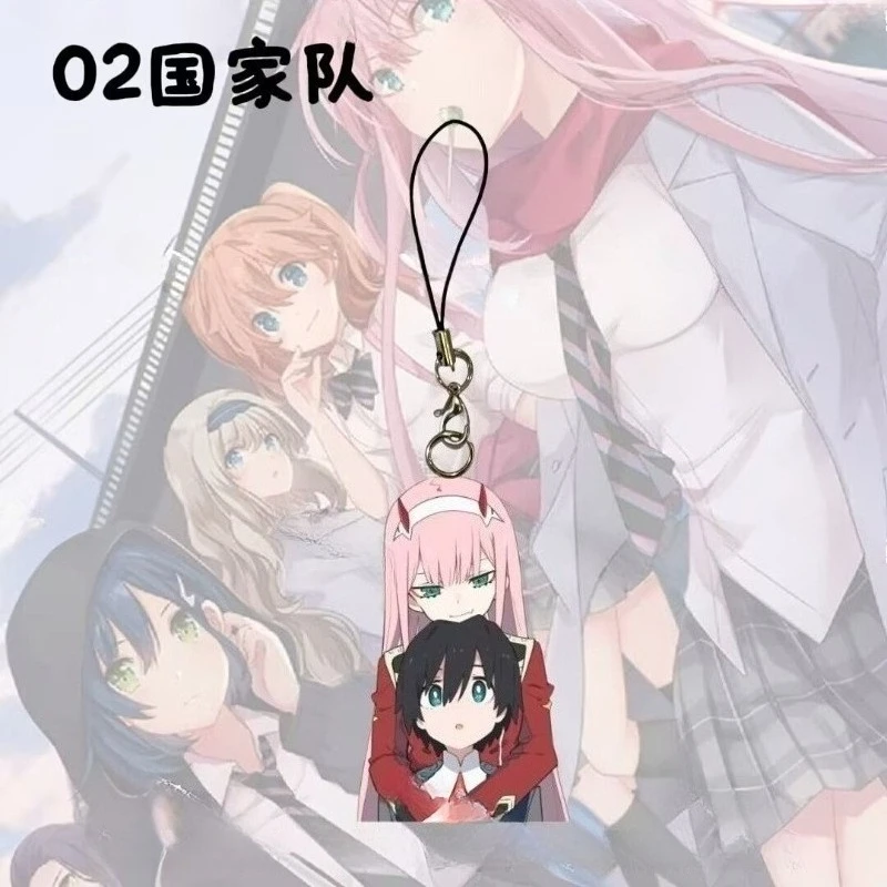 جديد حبيبي في سلسلة الهاتف المحمول FRANXX Zero Two Hiro الإبداعية عالية القيمة الرسوم المتحركة الكرتون المطبوعة زوجين الاكريليك الحبل #5