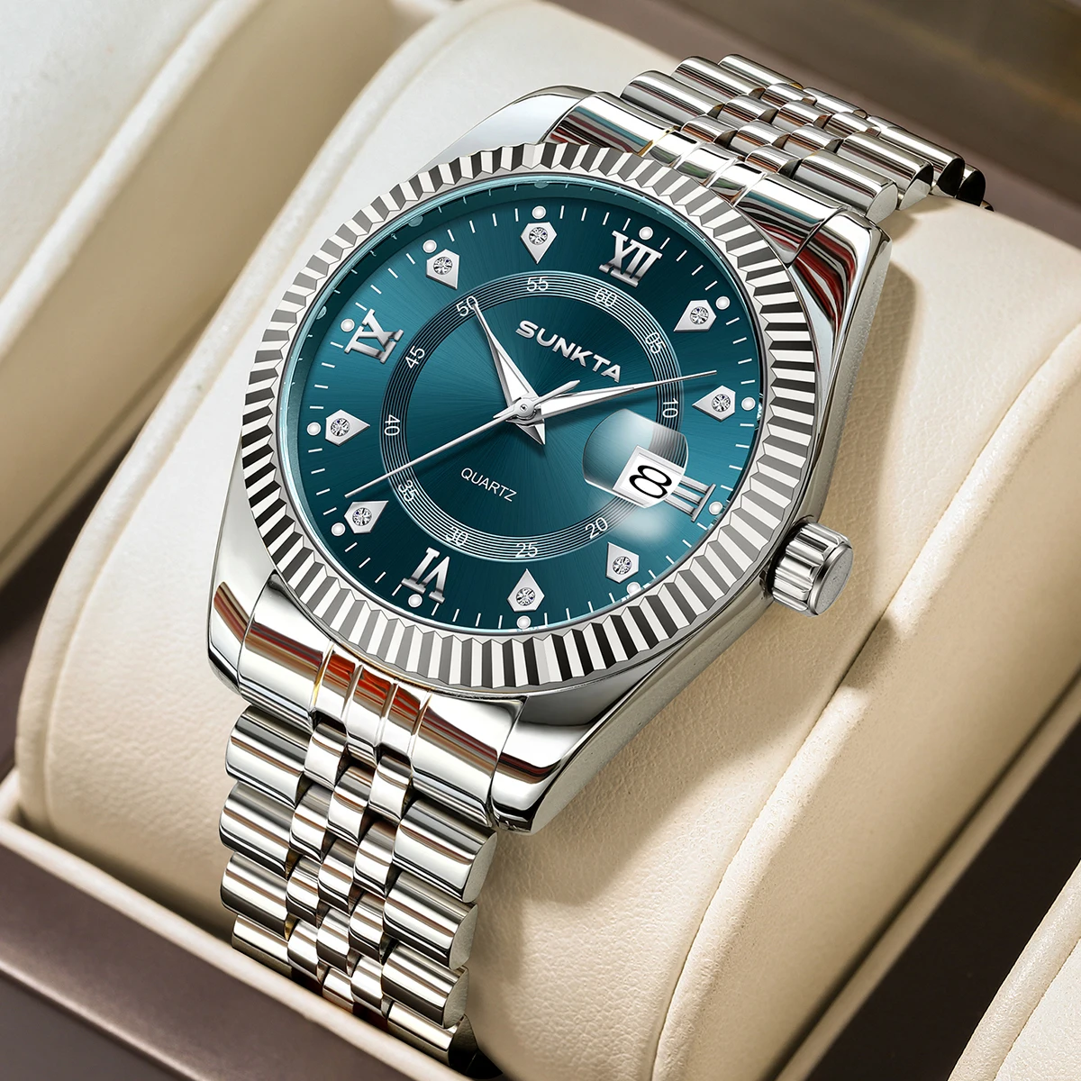 

SUNKTA Classic Design Quartz Man Watch Top Brand Luxury Fashion Business Clock Waterproof Luminous Diamond Date Watches Male New