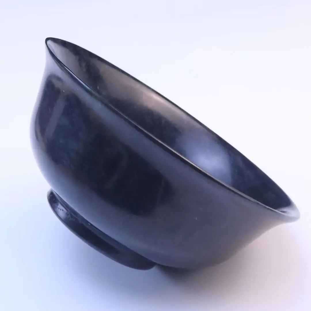 Natural Green Jade Bowl Large Tibetan Medicine King Stone Magnetic Jade Rice Bowl Stone Craft Tableware Facial Bowls Teacups